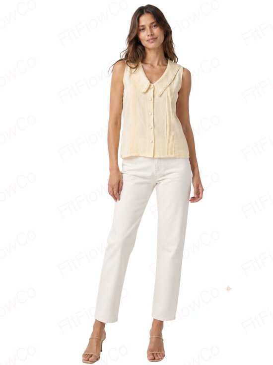 Joie Jackets & Blazers - Joie Yellow Linen Blend Vest Top Lace Trim Pointed Collar S NWT